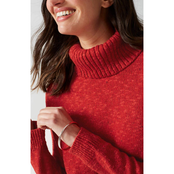 J Jill Womens Cabin Tweed Knit Sweater Turtleneck Chili Multi Red Large NWT - Picture 2 of 15